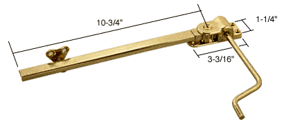 Strybuc Industries CRL Brass Plated Casement Window Operator with 10-3/4&quot; Arm for Paryln Windows | H3687