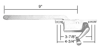 C.R. Laurence CRL 9&quot; Right Hand White Square Style Casement Window Operator | H3711