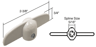 Strybuc Industries CRL White T-Crank Window Handle 5/16&quot; Spline Size - Package | H3714