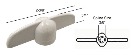 C.R. Laurence CRL T-Crank Casement Operator Handles, 3/8&quot; Spline, White | H3715
