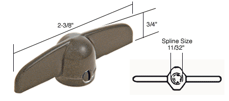 C.R. Laurence CRL Bronze T-Crank Window Handle 11/32&quot; Spline Size for Truth | H3802