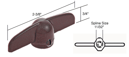C.R. Laurence CRL Chestnut Bronze T-Crank Window Handle 11/32&quot; Spline Size for Truth | H3805
