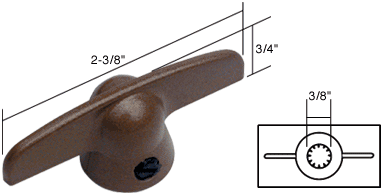 C.R. Laurence CRL Copper T-Crank Window Handle; 3/8&quot;-11 Spline Size for Pella - Package of Two | H3813