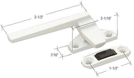 C.R. Laurence CRL White Left Hand Casement Window Locking Handle With 1-1/2&quot; Screw Holes | H3820
