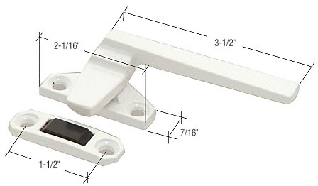C.R. Laurence CRL White Right Hand Casement Window Locking Handle With 1-1/2&quot; Screw Holes | H3821