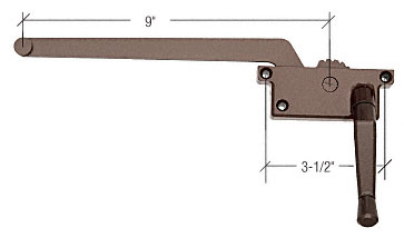 C.R. Laurence CRL Casement Window Operator, Right Hand, 9&quot; Arm, Square Style, Bronze | H3915