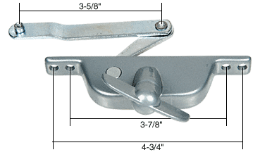 C.R. Laurence Gray Jalousie Window Operator with 3-5/8&quot; Offset Link for Daryl Windows | H3932