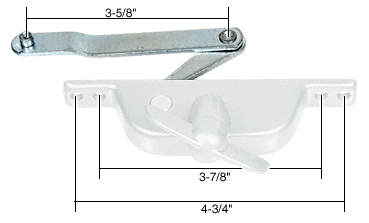 C.R. Laurence White Jalousie Window Operator with 3-5/8&quot; Offset Link for Daryl Windows  | H3938