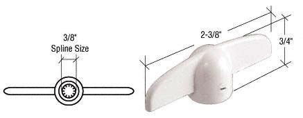 C.R. Laurence CRL White 3/8&quot; Spline T-Crank Handle - Andersen Windows | H4097
