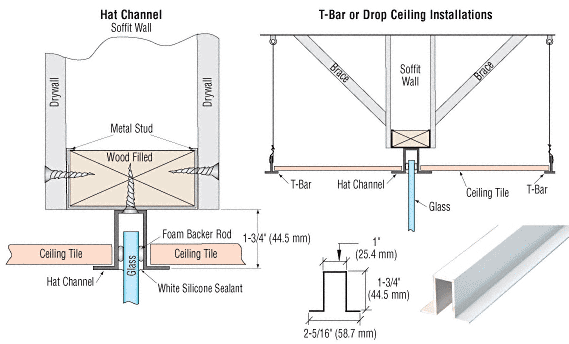 C.R. Laurence CRL 240&quot; Length White Hat Channel for Fixed Glazing | HC1WH240