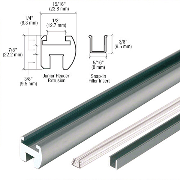 C.R. Laurence CRL Brushed Nickel Junior Frameless Shower Door Header Kit - 95 in long | HEADER06BN
