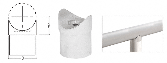 C.R. Laurence CRL Brushed Stainless Coped Perpendicular Collar for 1&quot; (25.4 mm) Tubing | HR10CCBS