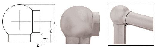 C.R. Laurence CRL Brushed Stainless 2-5/8&quot; Ball Type Elbow for 1-1/2&quot; Tubing | HR15BHBS