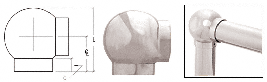 C.R. Laurence CRL Polished Stainless 2-5/8&quot; Ball Type Elbow for 1-1/2&quot; Tubing | HR15BHPS