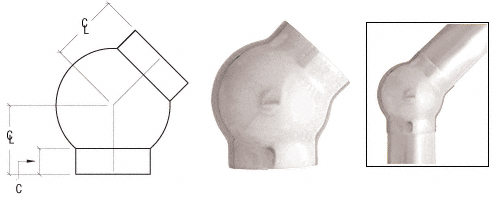 C.R. Laurence CRL Polished Stainless 2-5/8&quot; 135 Degree Ball Type Elbow for 1-1/2&quot; Tubing | HR15BMPS
