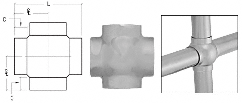 C.R. Laurence CRL Brushed Stainless 2-5/8&quot; Ball Type Cross for 1-1/2&quot; Tubing | HR15BNBS