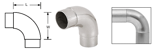 C.R. Laurence CRL Polished Stainless E.Z. Radius 90&amp;#176; Corner for 1-1/2&quot; (38.1 mm) Tubing | HR15CPS