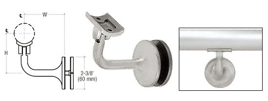 C.R. Laurence CRL Brushed Stainless 2-Way Adjustable Glass Mounted Hand Railing Bracket for 1-1/2&quot; (38.1 mm) Tubing | HR15GABS