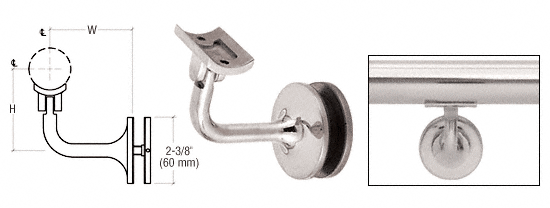 C.R. Laurence CRL Polished Stainless 2-Way Adjustable Glass Mounted Hand Railing Bracket for 1-1/2&quot; (38.1 mm) Tubing | HR15GAPS