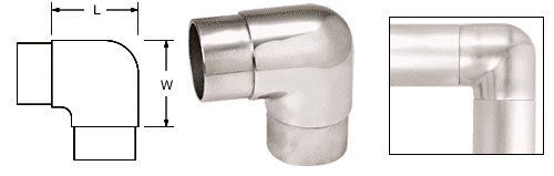 C.R. Laurence CRL Polished Stainless Sharp Radius 90&amp;#186; Corner for 1-1/2&quot; (38.1 mm) Tubing | HR15HPS