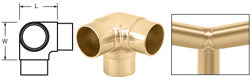 C.R. Laurence CRL Polished Brass 90&amp;#176; Side Outlet Elbow for 1-1/2&quot; (38.1 mm) Tubing | HR15JPB