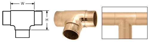 C.R. Laurence CRL Polished Brass Flush Tee for 1-1/2&quot; (38.1 mm) Tubing | HR15KPB