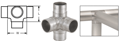 C.R. Laurence CRL Brushed Stainless Side Outlet Tee for 1-1/2&quot; (38.1 mm) Tubing | HR15LBS