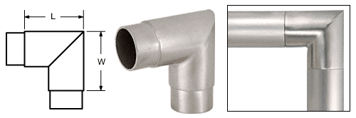C.R. Laurence CRL Brushed Stainless Mitered Style 90&amp;#186; Corner for 1-1/2&quot; (38.1 mm) Tubing | HR15MCBS