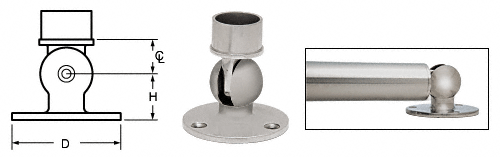 C.R. Laurence CRL Brushed Stainless Adjustable Flange  for 1-1/2&quot; (38.1 mm) Tubing | HR15PFBS