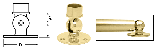 C.R. Laurence CRL Polished Brass Adjustable Flange  for 1-1/2&quot; (38.1 mm) Tubing | HR15PFPB