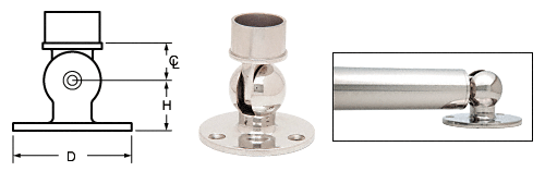 C.R. Laurence CRL Polished Stainless Adjustable Flange  for 1-1/2&quot; (38.1 mm) Tubing | HR15PFPS