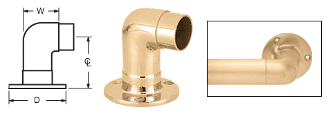 C.R. Laurence CRL Polished Brass Flush Wall Return for 1-1/2&quot; (38.1 mm) Tubing | HR15QPB