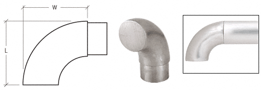 C.R. Laurence CRL Brushed Stainless Flush Angle End for 1-1/2&quot; (38.1 mm) Tubing | HR15RBS