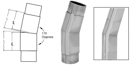 C.R. Laurence CRL Brushed Stainless Mitered Style 170 Degree Flush Angle | HR15SABS