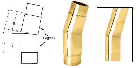 C.R. Laurence CRL Polished Brass Mitered Style 170 Degree Flush Angle | HR15SAPB