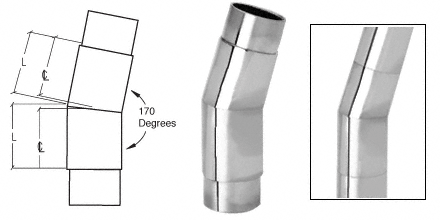 C.R. Laurence CRL Polished Stainless Mitered Style 170 Degree Flush Angle | HR15SAPS