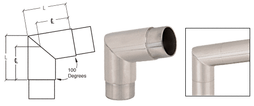 C.R. Laurence CRL Brushed Stainless Mitered Style 100 Degree Flush Corners | HR15SCBS