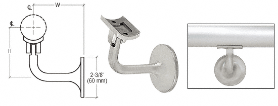 C.R. Laurence CRL Brushed Stainless 2-Way Adjustable Concealed Surface Mounted Hand Railing Bracket for 1-1/2&quot; (38.1 mm) Tubing | HR15WABS
