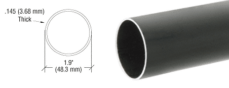 C.R. Laurence CRL Dark Bronze 1.9&quot; Diameter Hand Railing Tubing - 240 in Long | HR19DU