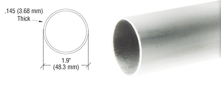 C.R. Laurence CRL Mill 1.9&quot; Diameter Hand Railing Tubing - 240 in Long | HR19M
