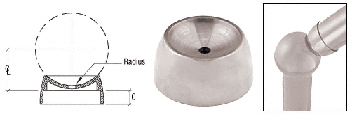 C.R. Laurence CRL Brushed Stainless 3-5/16&quot; Ball Type Angle Collar for 2&quot; Tubing | HR20ACBS
