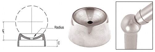 C.R. Laurence CRL Polished Stainless 3-5/16&quot; Ball Type Angle Collar for 2&quot; Tubing | HR20ACPS