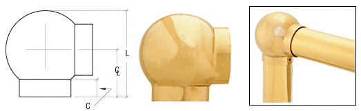 C.R. Laurence CRL Polished Brass 3-5/16&quot; Ball Type Elbow for 2&quot; Tubing | HR20BHPB