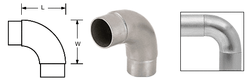 C.R. Laurence CRL Brushed Stainless E.Z. Radius 90&amp;#176; Corner for 2&quot; (50.8 mm) Tubing | HR20CBS
