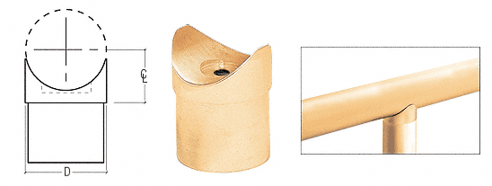 C.R. Laurence CRL Polished Brass Coped Perpendicular Collar for 2&quot; (50.8 mm) Tubing | HR20CCPB