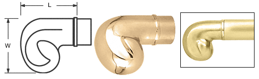 C.R. Laurence CRL Polished Brass End Scrolls for 2&quot; (50.8 mm) Tubing | HR20EPB