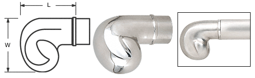 C.R. Laurence CRL Polished Stainless End Scrolls for 2&quot; (50.8 mm) Tubing | HR20EPS