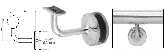 C.R. Laurence CRL Polished Stainless Glass Mounted Hand Railing Bracket for 2&quot; (50.8 mm) Tubing | HR20GPS
