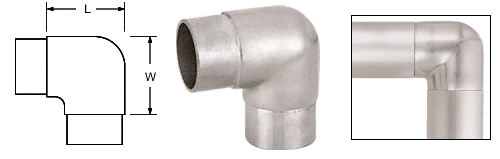 C.R. Laurence CRL Brushed Stainless Sharp Radius 90&amp;#186; Corner for 2&quot; (50.8 mm) Tubing | HR20HBS