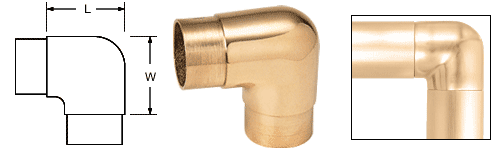 C.R. Laurence CRL Polished Brass Sharp Radius 90&amp;#186; Corner for 2&quot; (50.8 mm) Tubing | HR20HPB